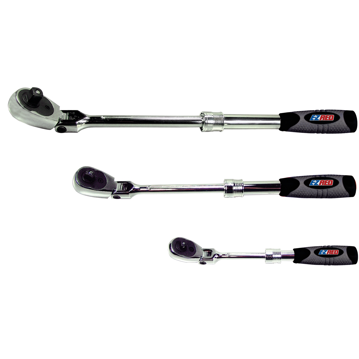 E-Z Red 3 Piece Locking Flex Head/Extenable Ratchet set
