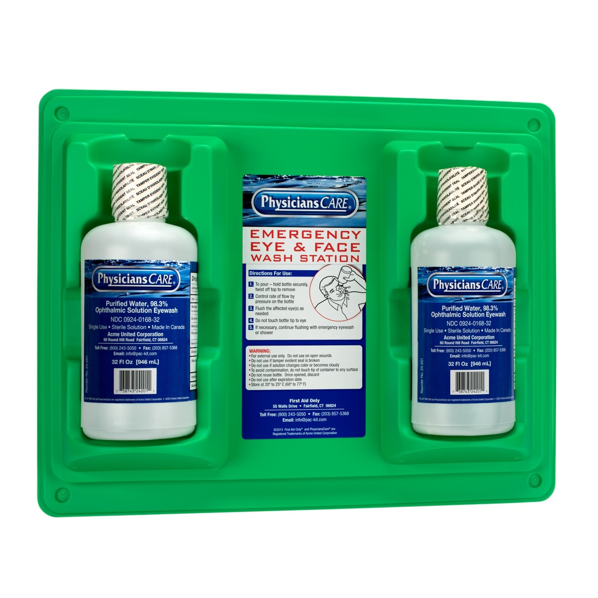 First Aid Only Eyewash Station Double 32 oz. Screw Cap Bottle