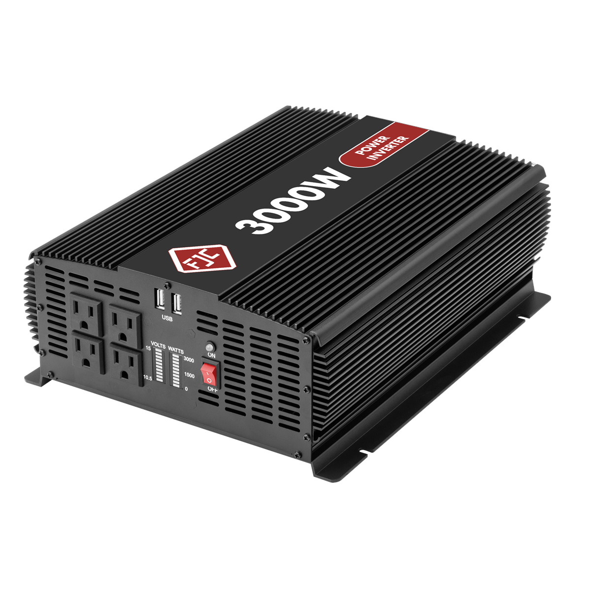 FJC 3000 Watt High Efficiency DC to AC Power Inverter with Four Outlets and Dual USB Ports