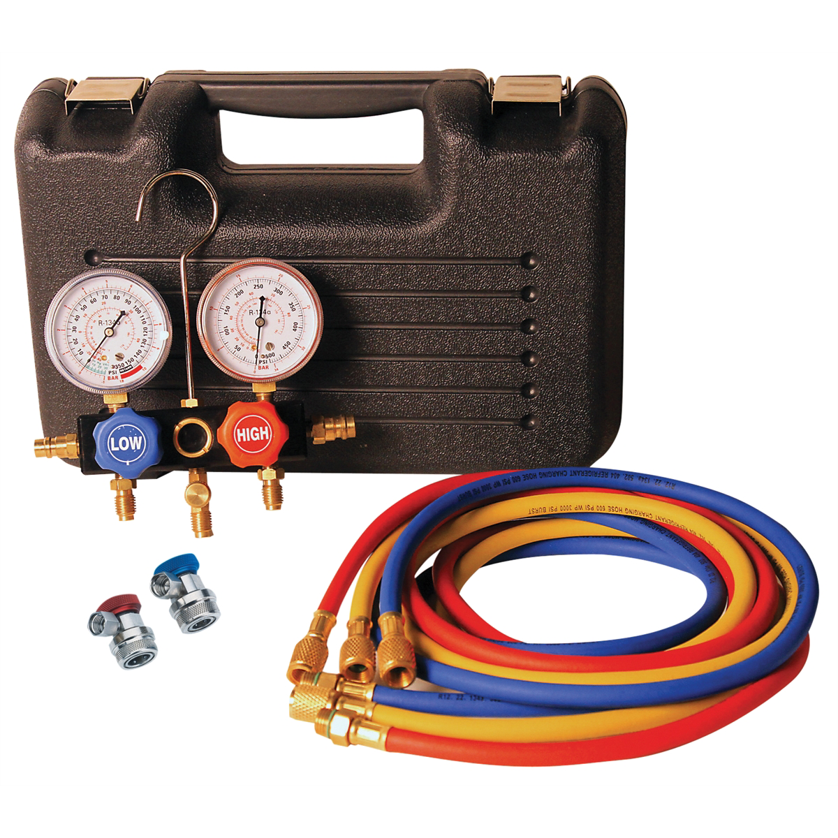 FJC R-134A/R-1234YF DUAL MANIFOLD GAUGE SET IN CASE