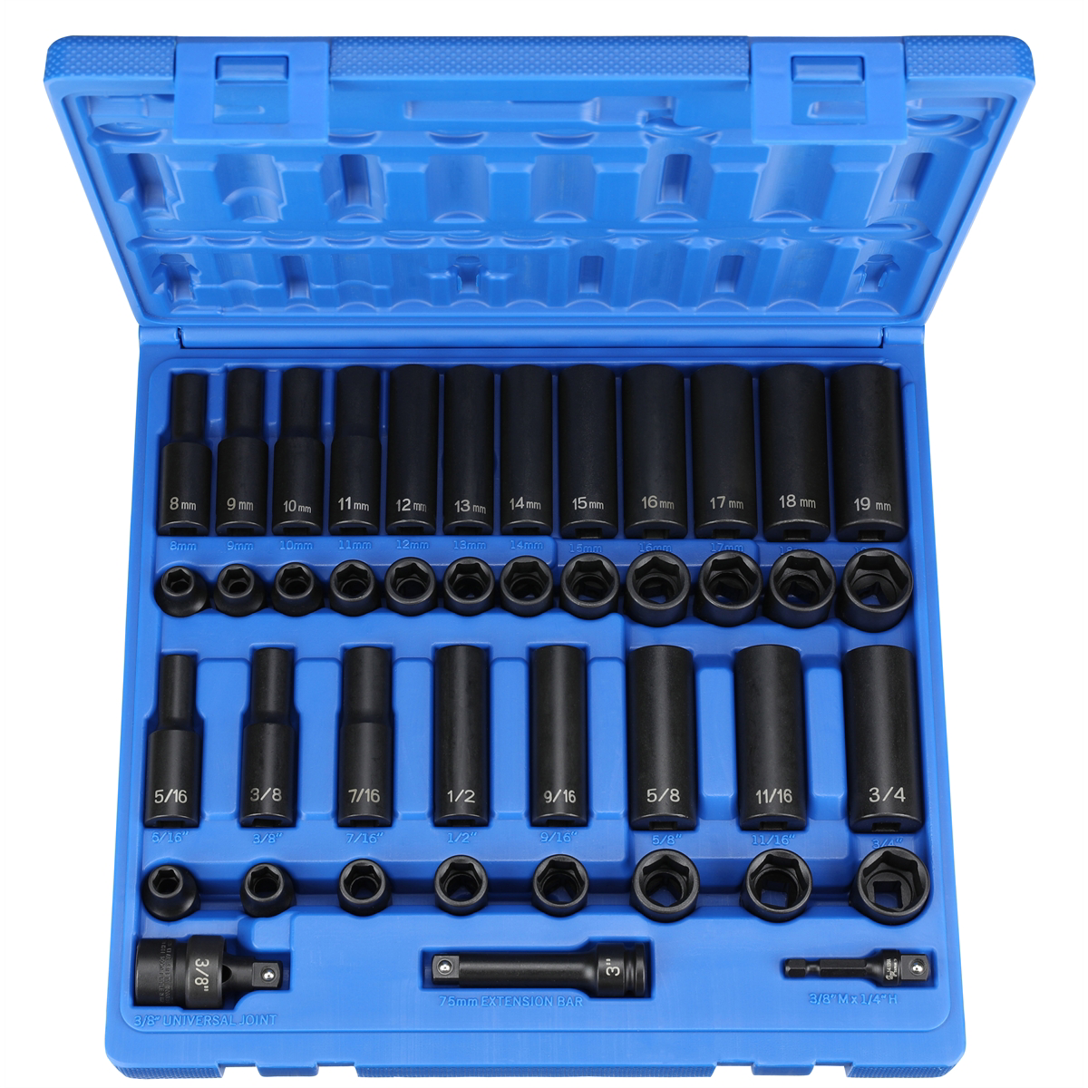 Grey Pneumatic 3/8" Drive 43 Piece Standard/Deep SAE/Metric Set