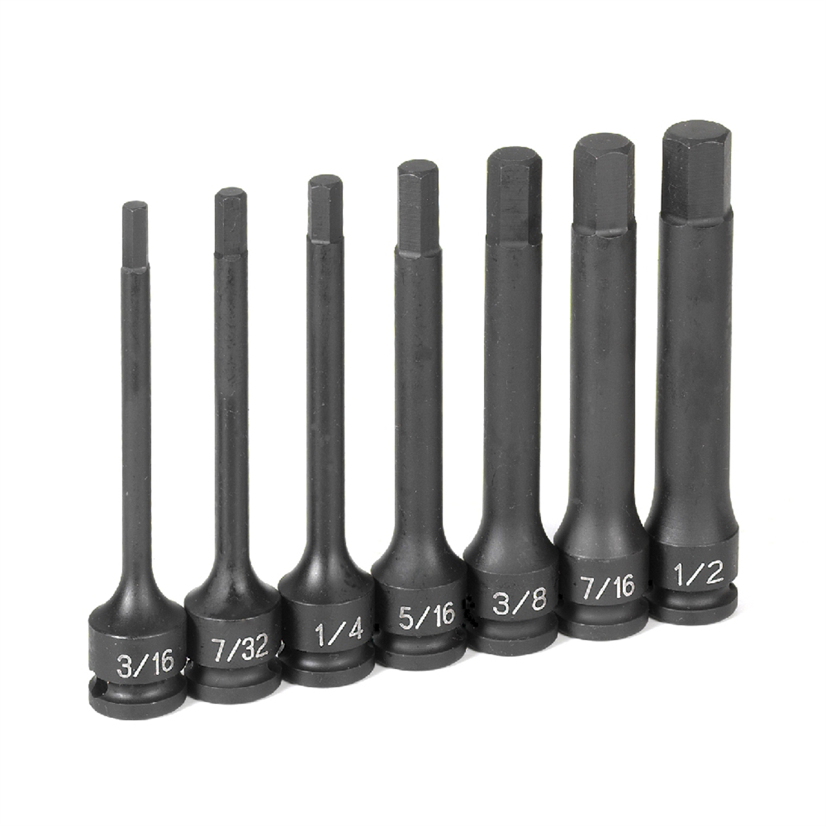 Grey Pneumatic 3/8" Dr. 7 Pc. 4" Length Fractional Hex Driver Set
