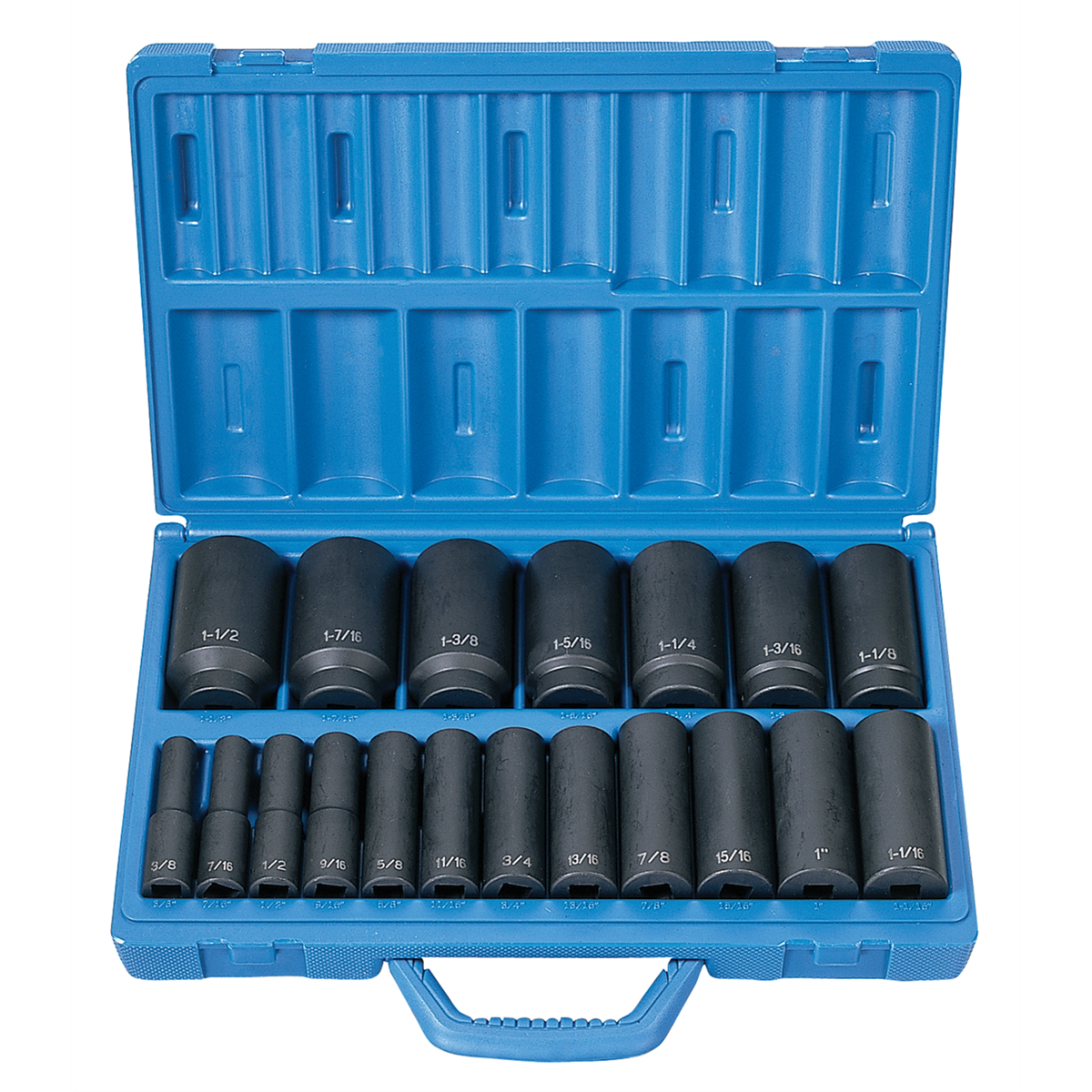 Grey Pneumatic 1/2" Drive 19 Piece Deep Length Fractional Master Set