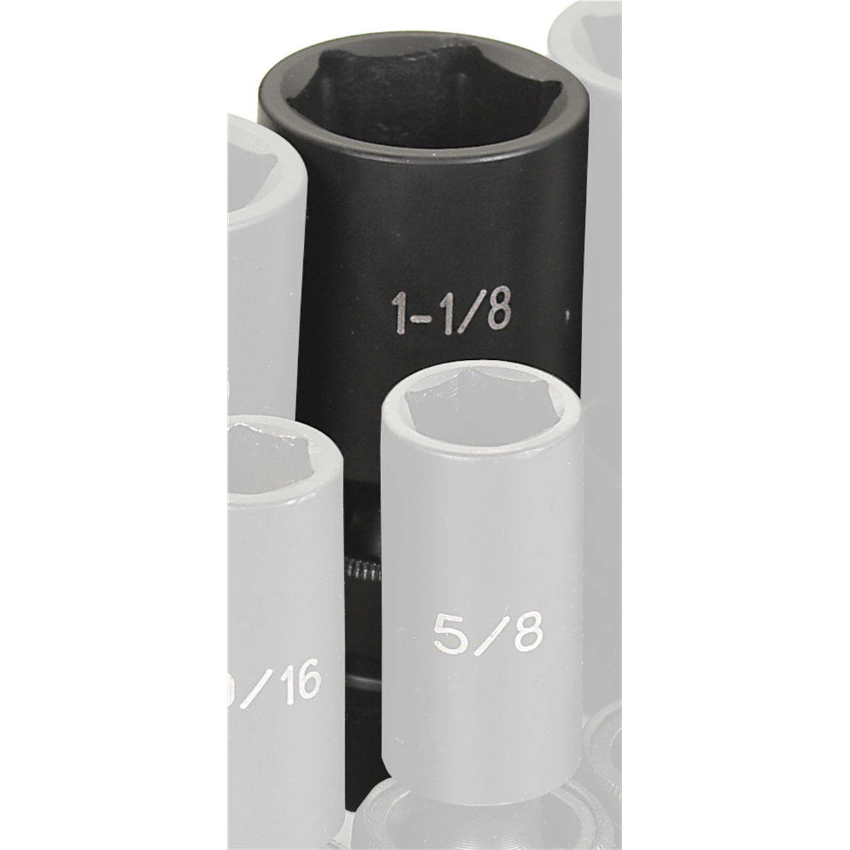 Grey Pneumatic 1/2" Drive x 1-1/8" Deep Universal Socket 6 Point - Black