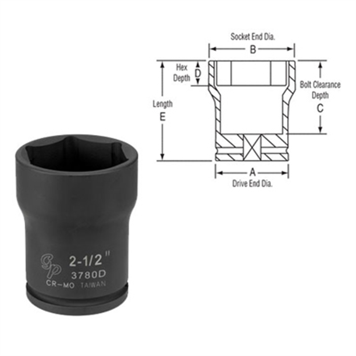 Grey Pneumatic 3/4" Drive x 2-3/4" Deep Truck Pinion Locknut Socket