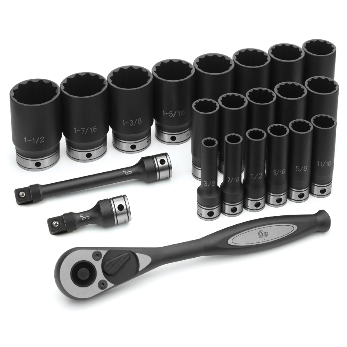 Grey Pneumatic 1/2" Drive 22 Piece Fractional Deep Duo-Socket Set - 12 Point