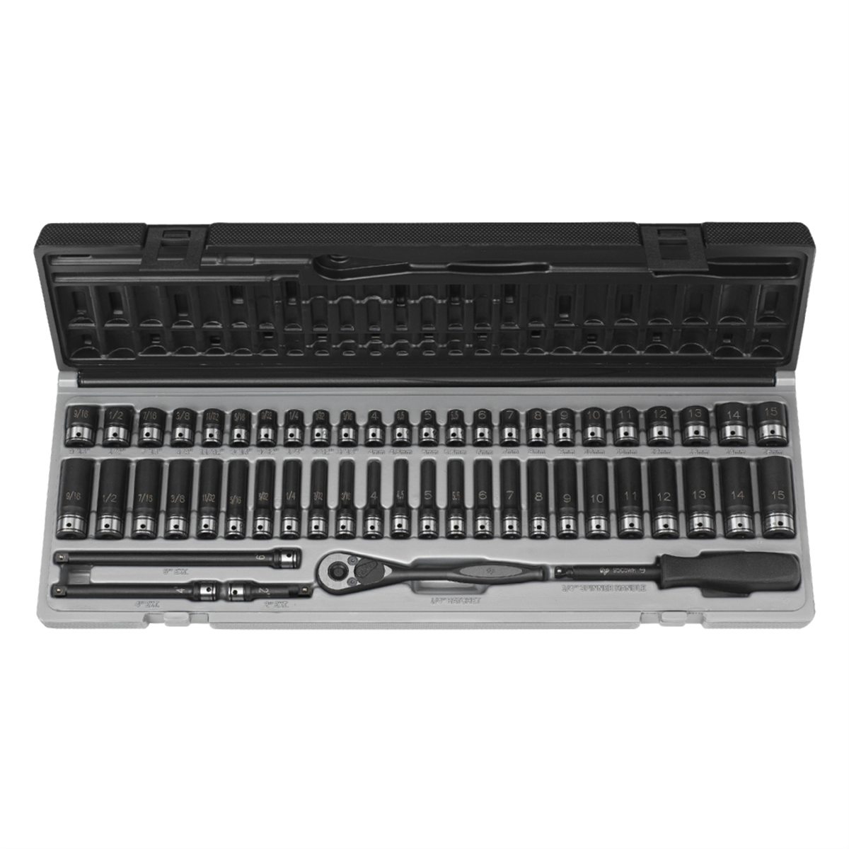 Grey Pneumatic 1/4" Drive 53 Piece Fractional & Metric Duo-Socket Set - 6 Point