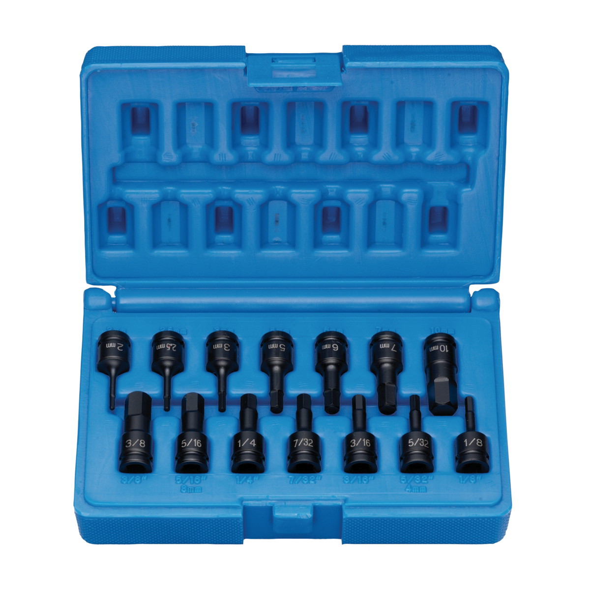 Grey Pneumatic 1/4" Drive 14 Piece Impact Hex Driver Set.