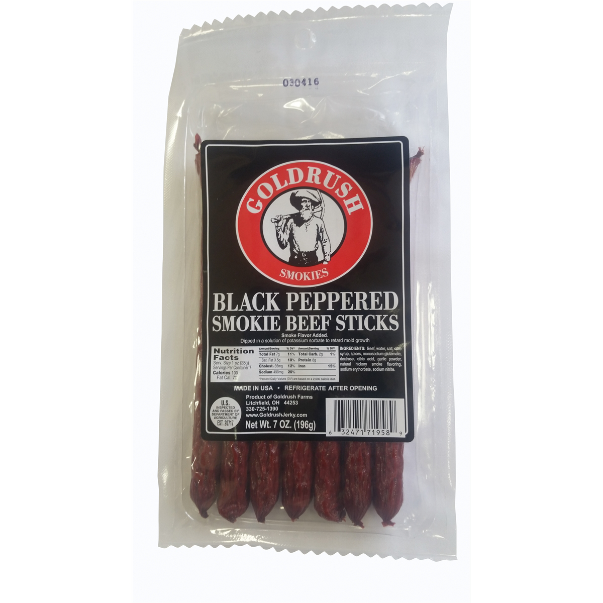 Gold Rush Jerky Black Pepper 7 oz. Beef Sticks - 12 Count (6 lbs.)