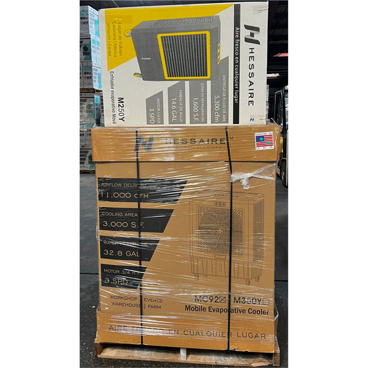 Hessaire 2 HESMC92V-FPD and 2 HESMC61V Evap Coolers