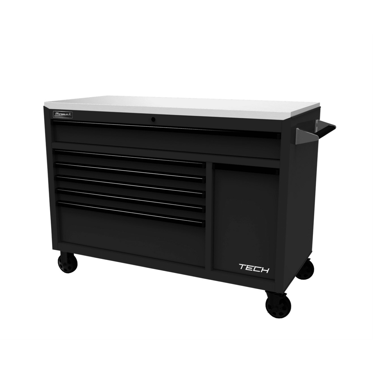 Homak Manufacturing Homak 54" TECH Workstation w/Power Tool Drawer and Stainless Steel Top, Black
