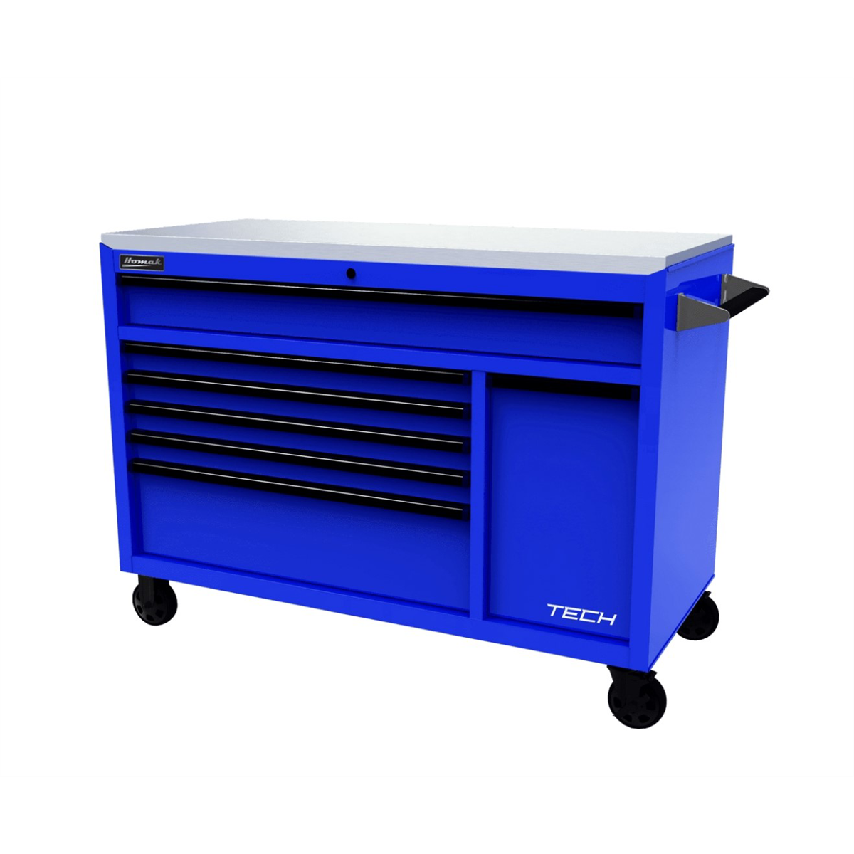 Homak Manufacturing Homak 54" TECH Workstation w/Power Tool Drawer and Stainless Steel Top, Blue