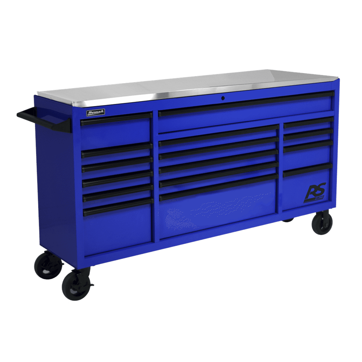Homak Manufacturing 72 Inch RS Pro Roller Cabinet Stainless Steel Top - Rally Sport Blue