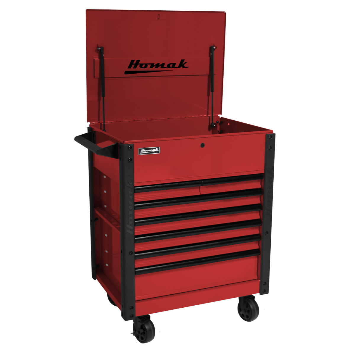 Homak Manufacturing 35 in. Pro Series 7-Drawer Service Cart, Red