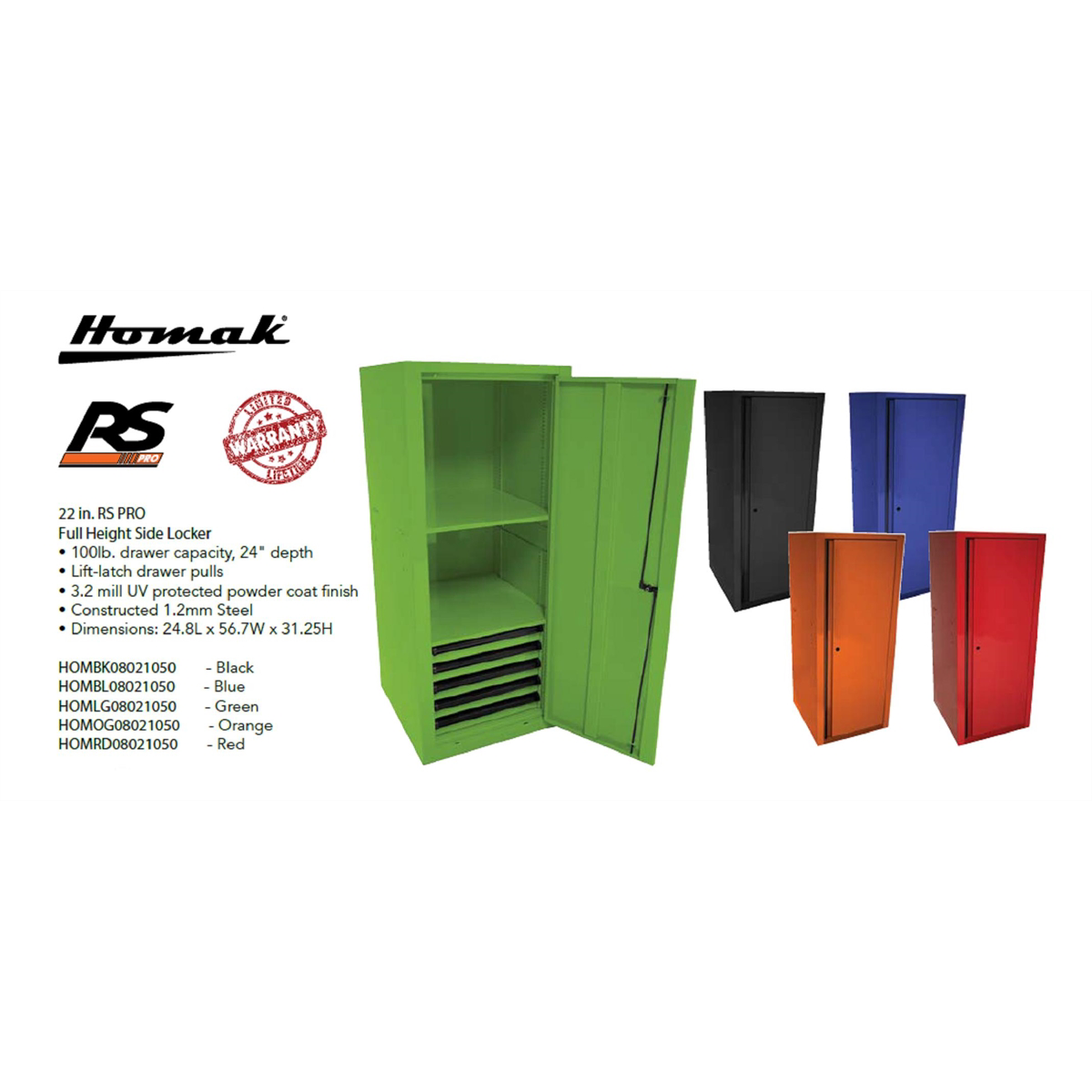 Homak Manufacturing RS PRO 22 in. Full Height Side Locker, Red