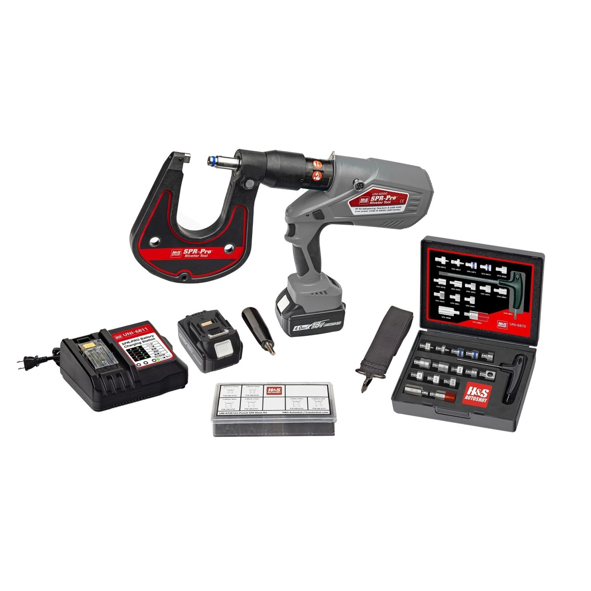 H&S AutoShot UNI-6800 SPR-Pro Riveting System Includes 9-ton SPR Riveter and All Accessories in Case