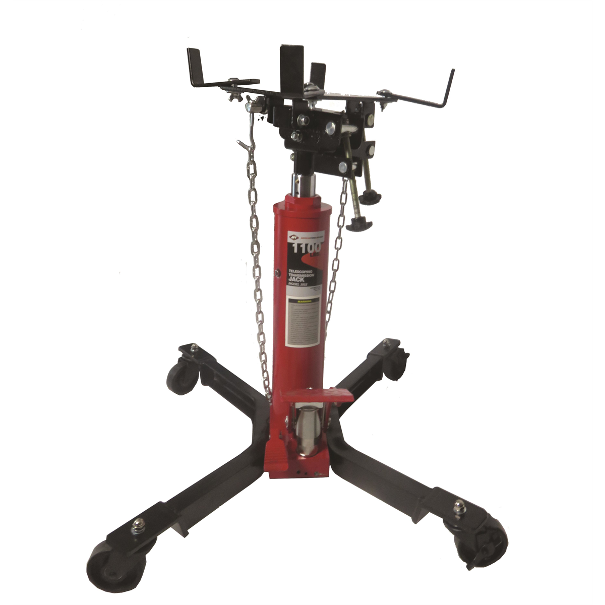 American Forge & Foundry Transmission Jack - Hydraulic - Telescopic - Two Stage - 1,100 Lbs. Capacity - 37" Min H to 78" High H - Manual Foot Pedal - Double Pump Quick Lift