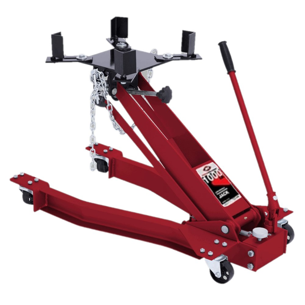 American Forge & Foundry Transmission Jack - Hydraulic - Floor Style - Low Profile Wishbone Style - 1,000 Lbs. Capacity - 6.875" Min H to 31.75" High H - Manual Hand Pump - Heavy Duty