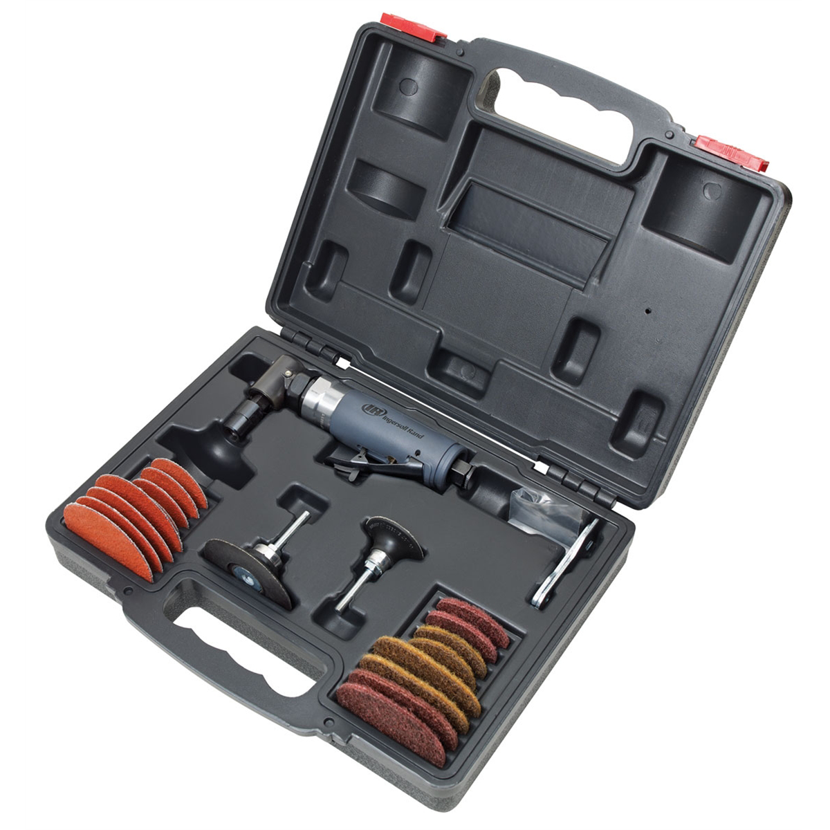 Ingersoll Rand Angle Air Die Grinder 2 Inch & 3 Inch Pad Kit, 20,000 RPM, 0.33 HP, 1/4 Inch Collet, Rear Exhaust