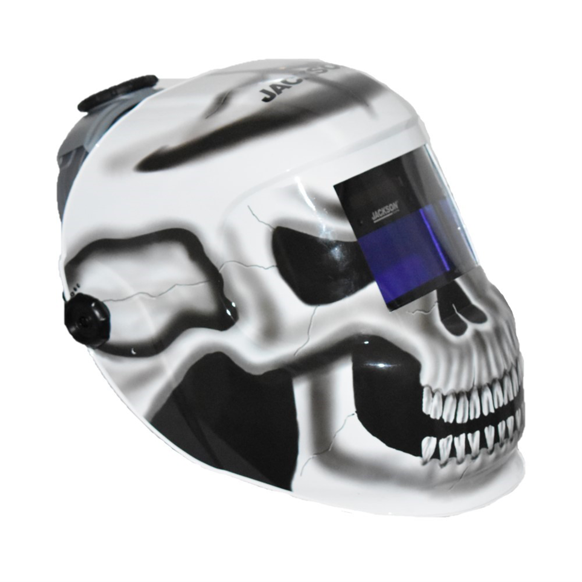 Jackson Safety Welding Helmet - Auto Darkening - Nylon - 3.78" x 1.65" Viewing Area - Shade 10 Fixed ADF 1/1/1/1 - 370 Speed Dial Headgear - Gray Matter Graphics