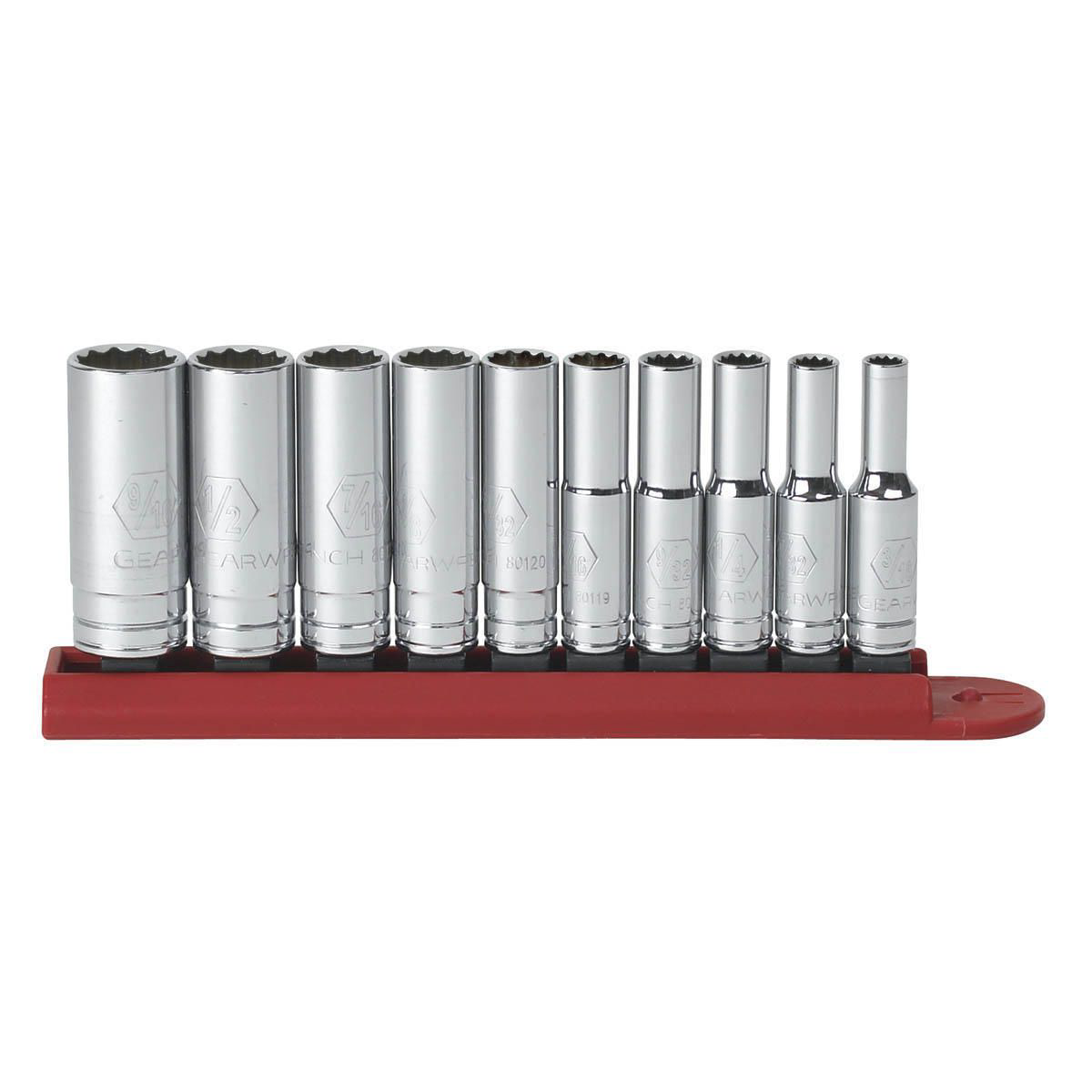 GearWrench 10 Piece 1/4 Inch Drive 12 Point Deep SAE Socket Set