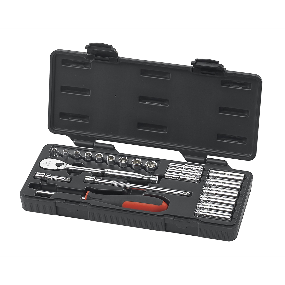 GearWrench 22 Piece 1/4 Inch Drive 6 & 12 Point Standard & Deep Metric Mechanics Tool Set
