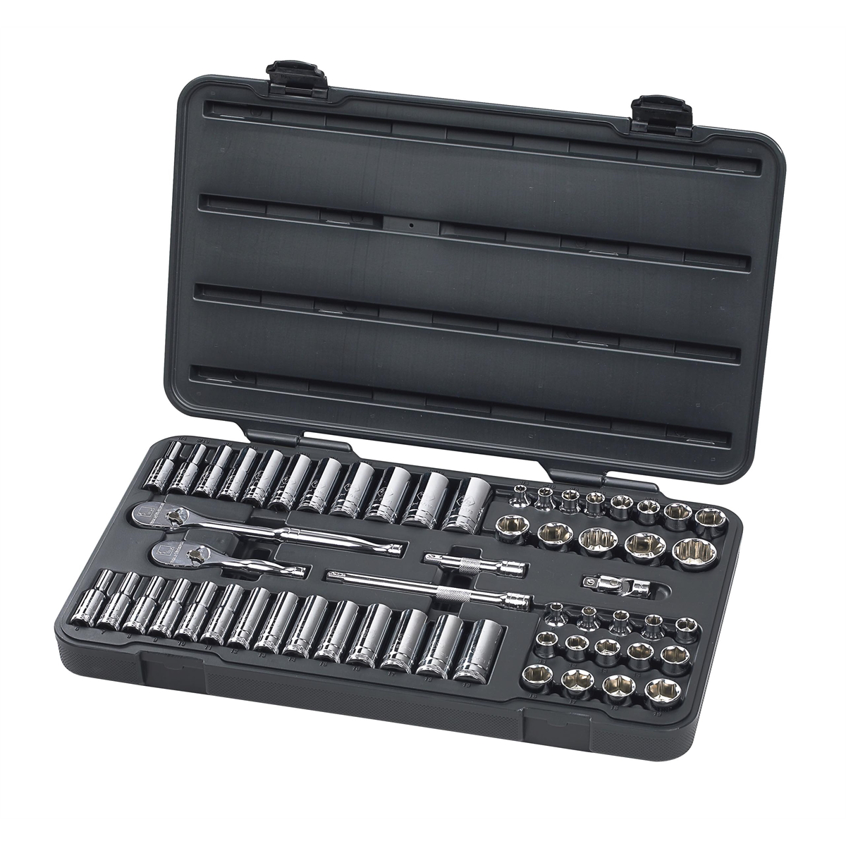 GearWrench 57 Piece 3/8 Inch Drive 6 Point Standard & Deep SAE/Metric Mechanics Tool Set