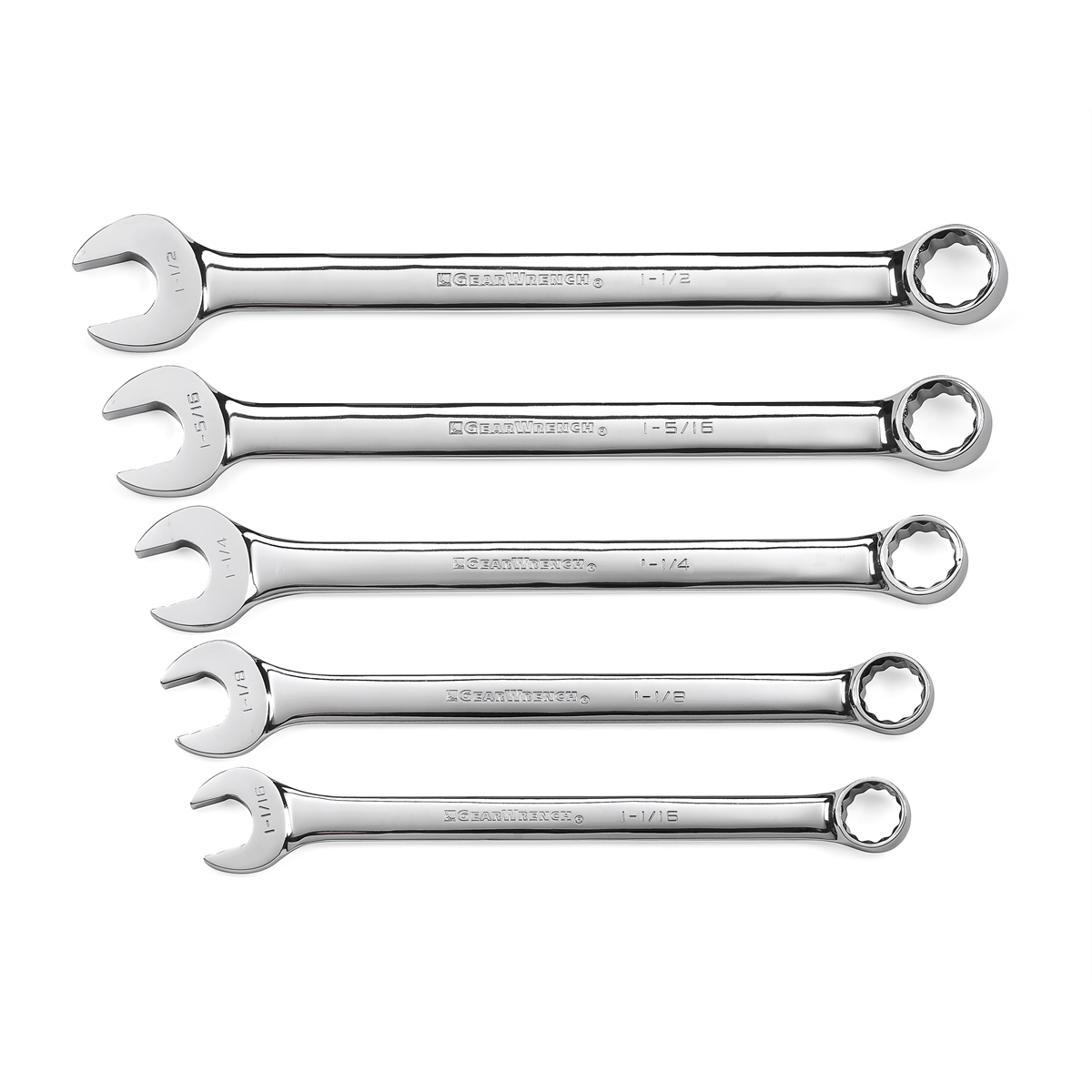 GearWrench 5 Piece SAE 12 Point Long Pattern Combination Wrench Set