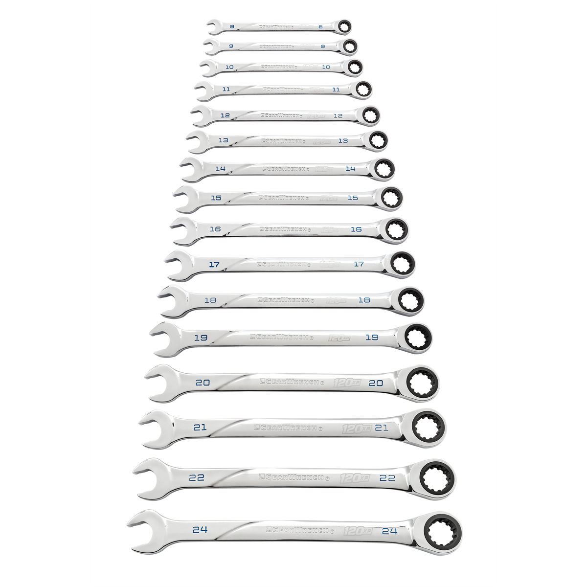 GearWrench 16 Piece 120XP Universal Spline XL Ratcheting Combination Metric Wrench Set