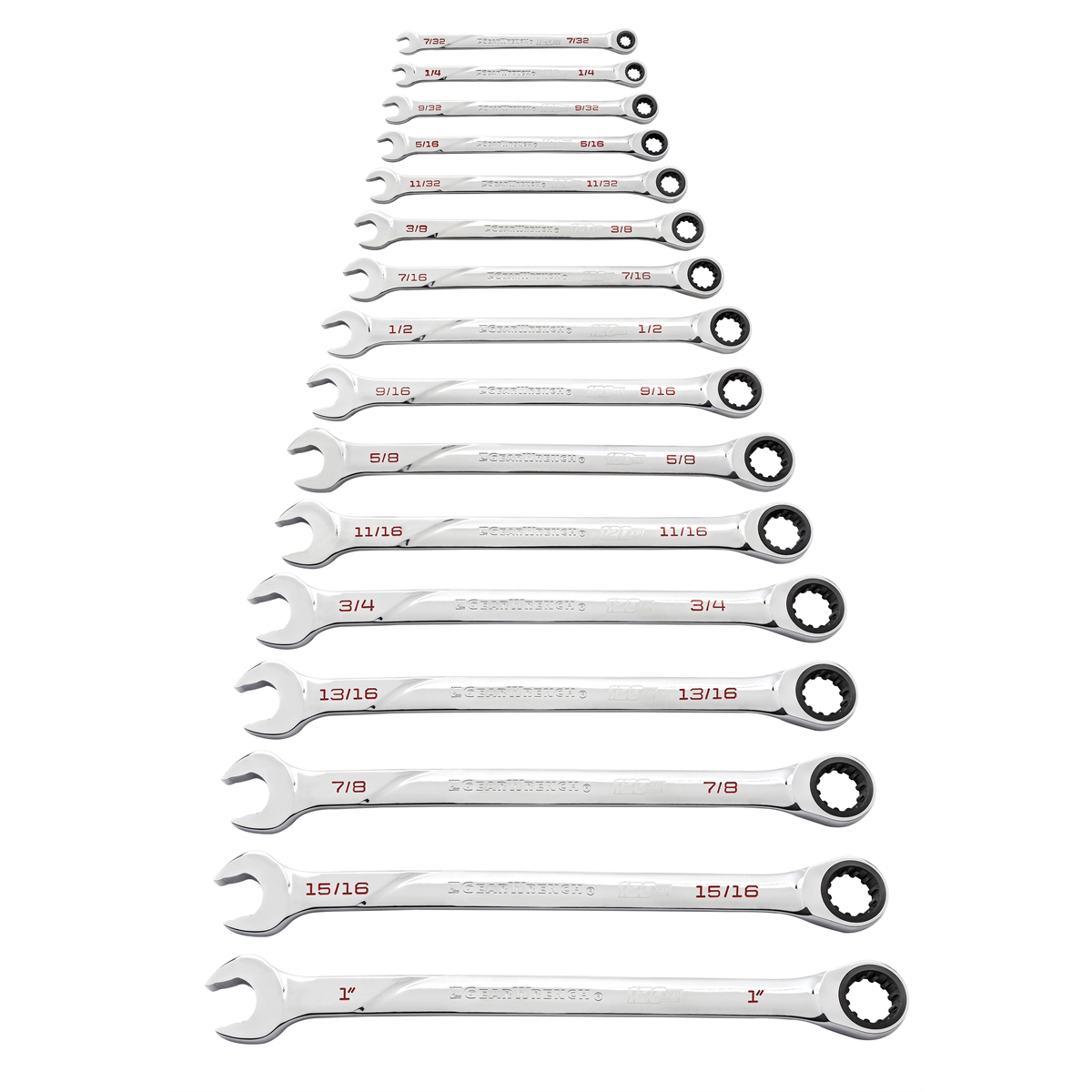GearWrench 16 Piece 120XP Universal Spline XL Ratcheting Combination SAE Wrench Set