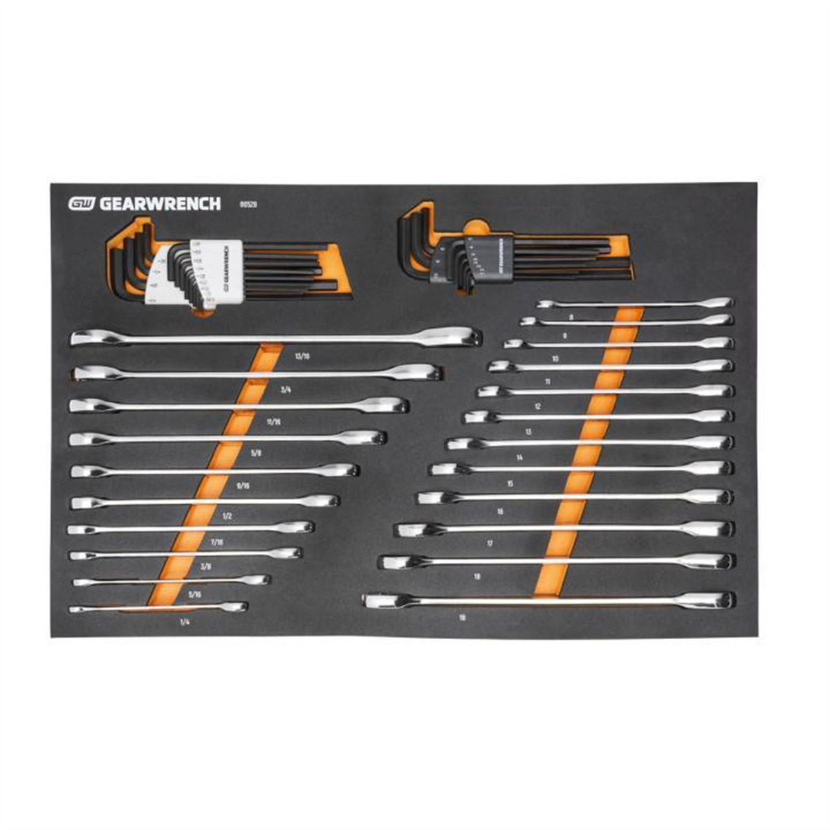 GearWrench 44 Piece 90T SAE/Metric Combination Ratcheting Wrench & Long Arm Hex Key Set with Foam Storage Tray
