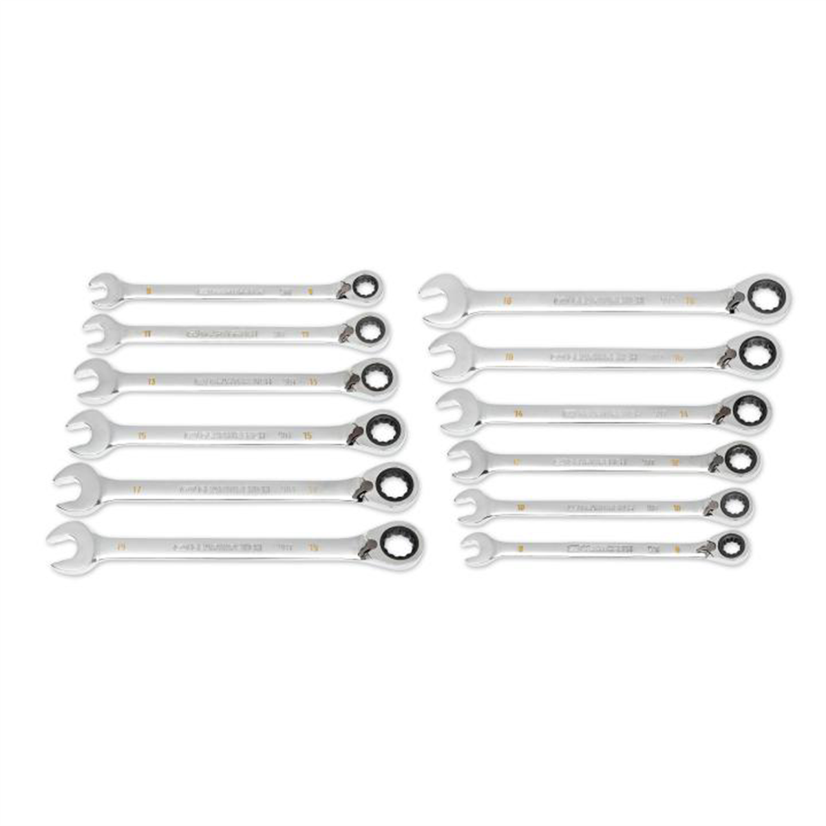 GearWrench 12 Piece 90-Tooth 12 Point Metric Reversible Ratcheting Wrench Set