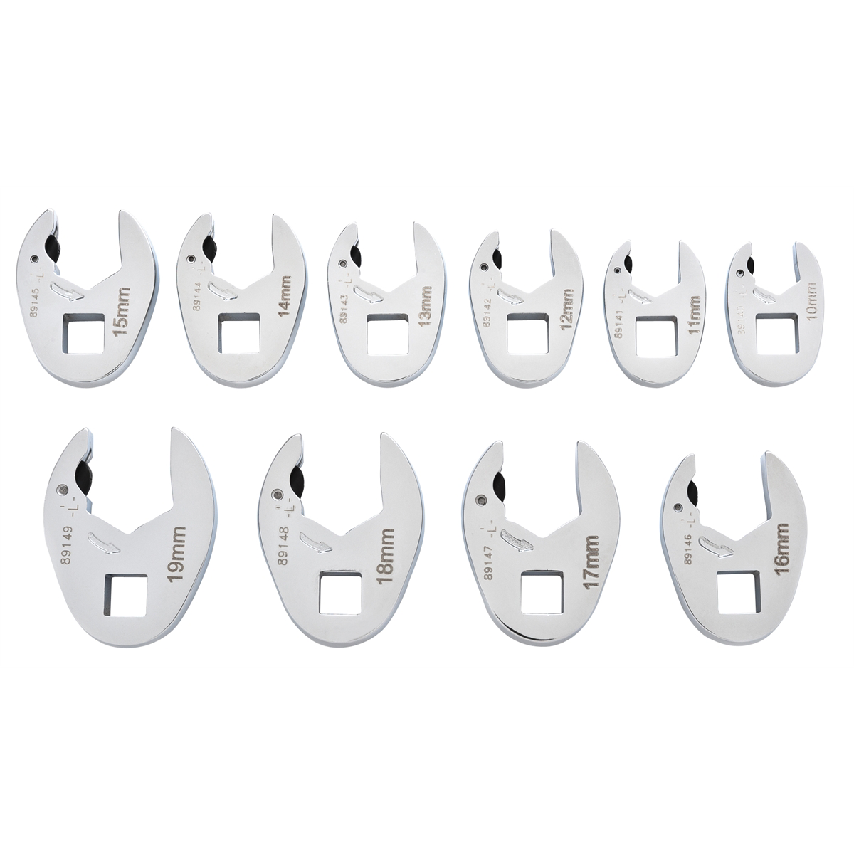 GearWrench 10 Piece 3/8 Drive Ratcheting Crowfoot Metric Wrench Set