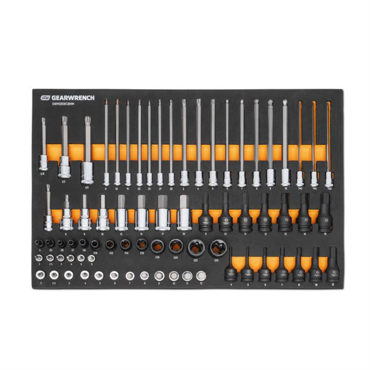GearWrench 74 Piece 1/4", 3/8" & 1/2" Drive Metric Bit Socket Set in Foam Storage Tray