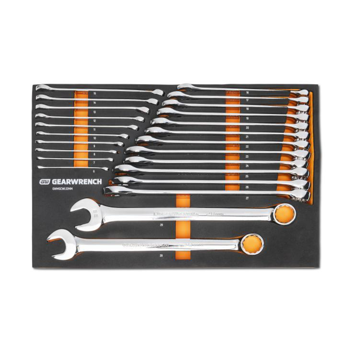 GearWrench 24 Piece 12 Point Long Pattern Combination Metric Wrench Set in Foam Storage Tray
