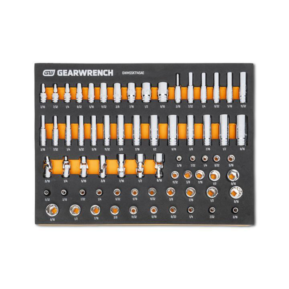 GearWrench 68 Piece 1/4" Dr Master SAE Socket Set in Foam Storage Tray