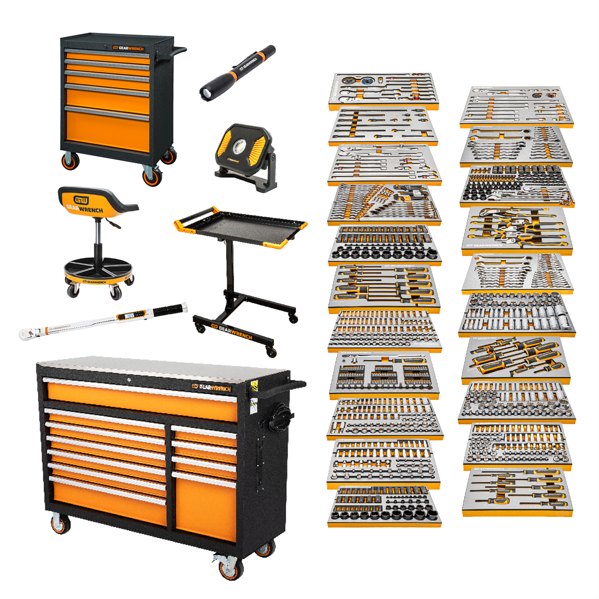 GearWrench 1024 Piece MEGAMOD Master Mechanics Tool Set Inch Premium Modular Foam Trays with Tool Storage