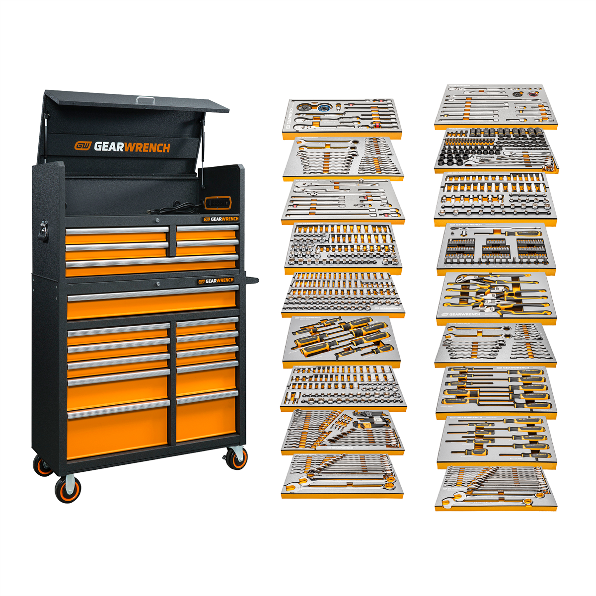 GearWrench 873 Piece MEGAMOD Mechanics Tool Set Inch Premium Modular Foam Trays with Tool Storage