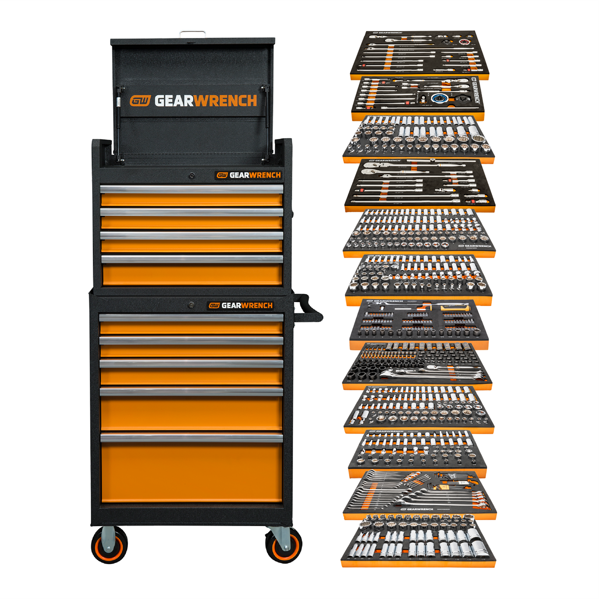 GearWrench 791 Piece MEGAMOD Master Mechanics Tool Set Inch Premium Modular Foam Trays with Tool Storage