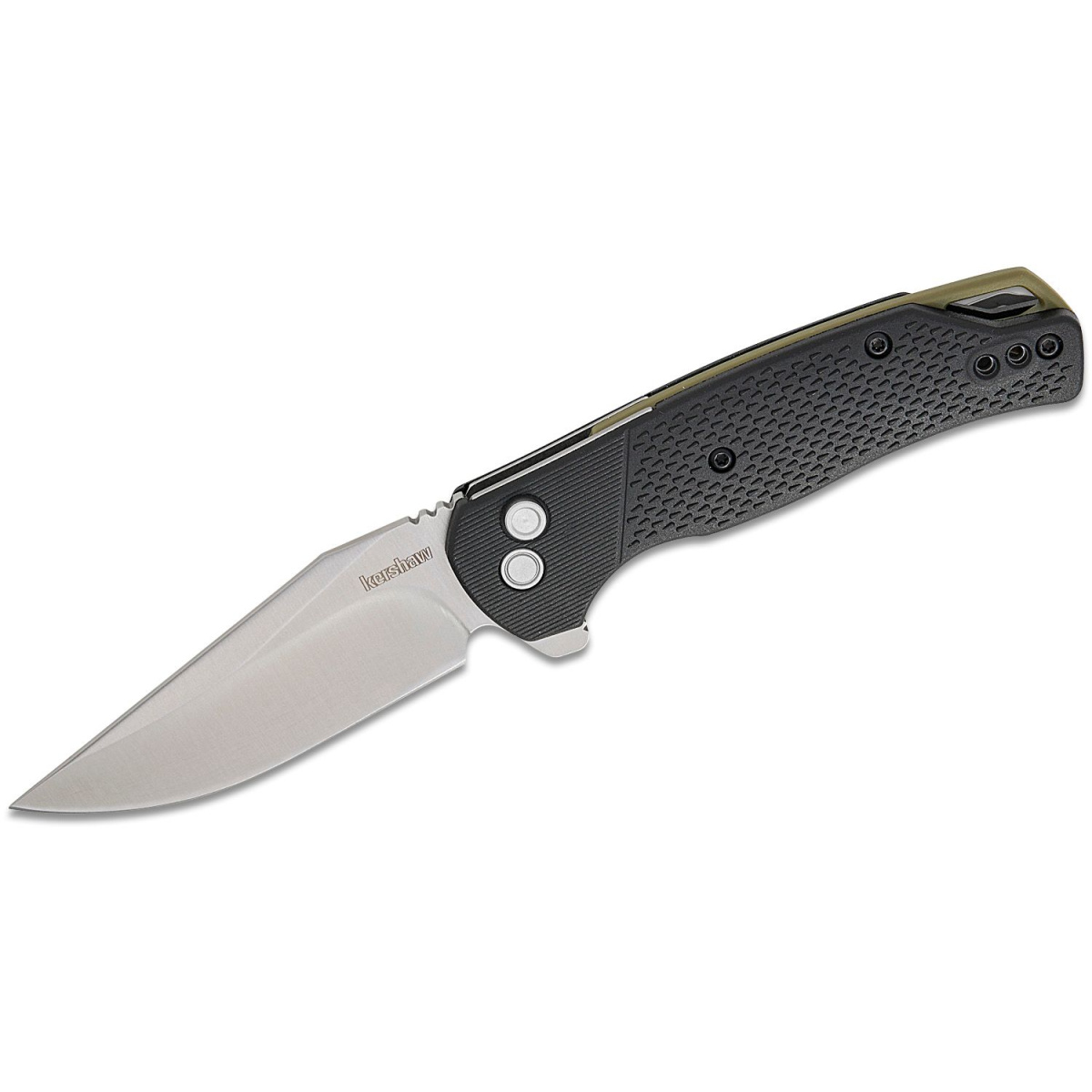 Kershaw Runoff Manual Open Button Lock 8Cr13MoV Clip Point Blade EDC Folding Pocket Knife - Black