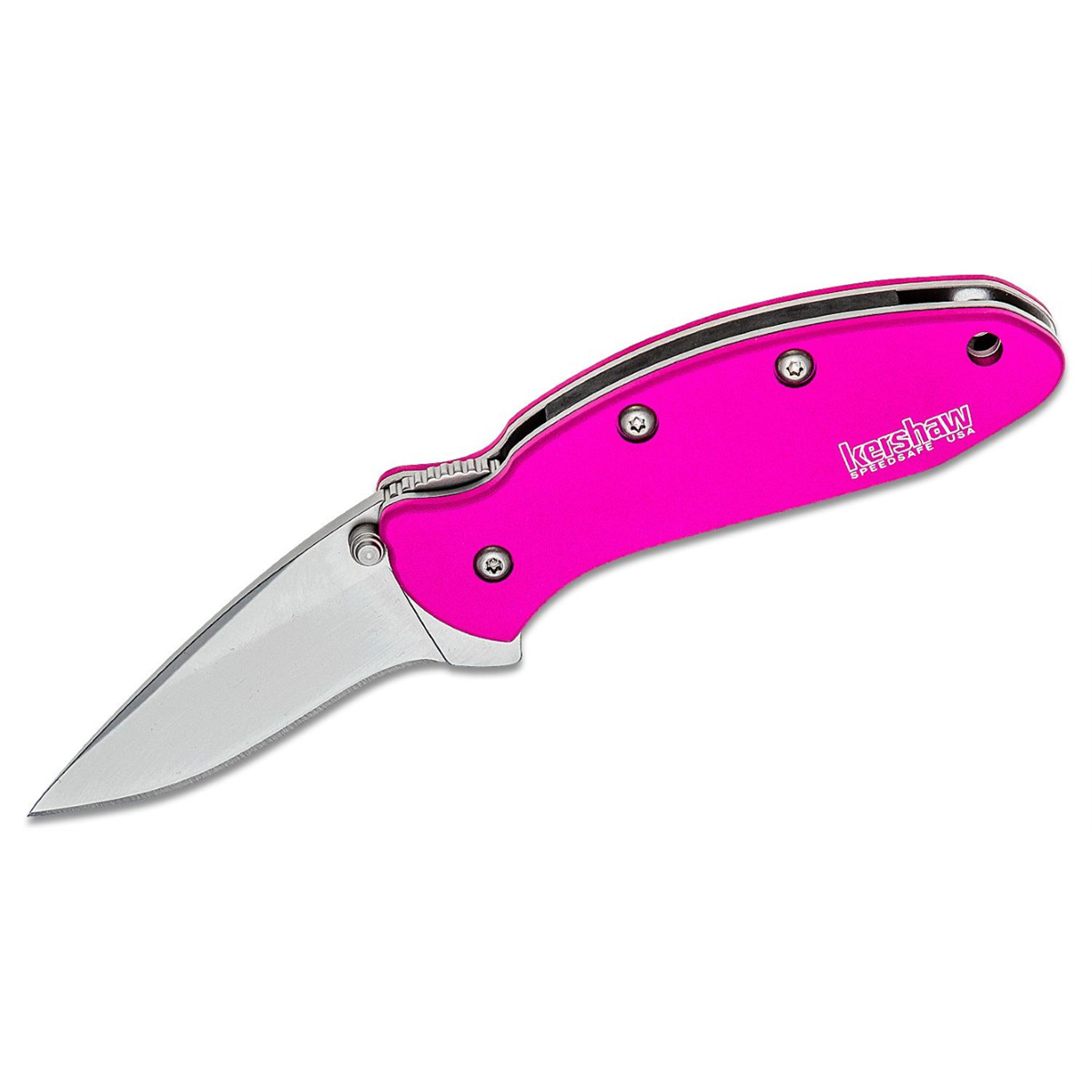 Kershaw Chive Assisted Open Liner Lock Drop Point Blade EDC Folding Pocket Knife - Pink