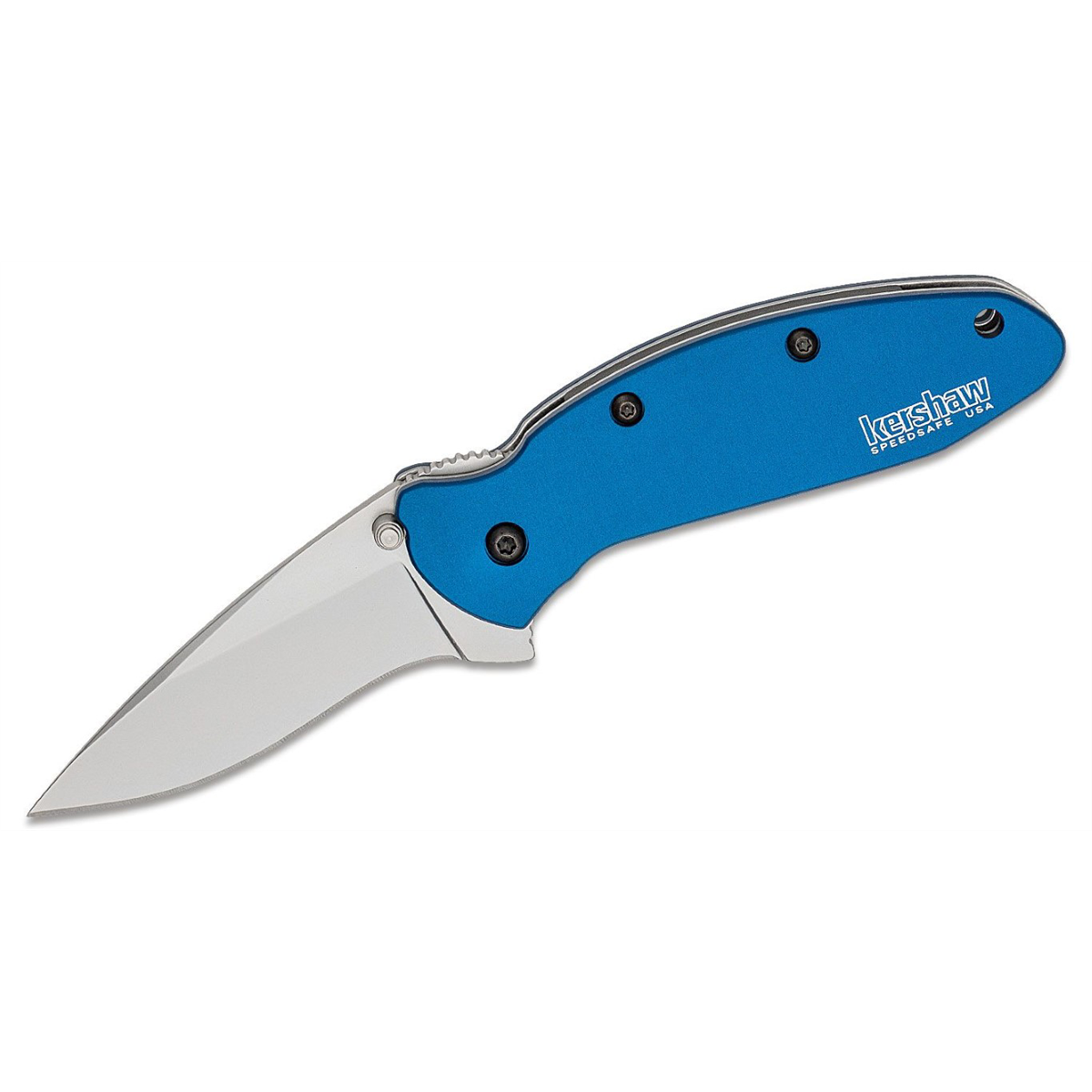 Kershaw Scallion Assisted Open Inset Liner Lock Drop Point Blade EDC Folding Pocket Knife - Navy Blue