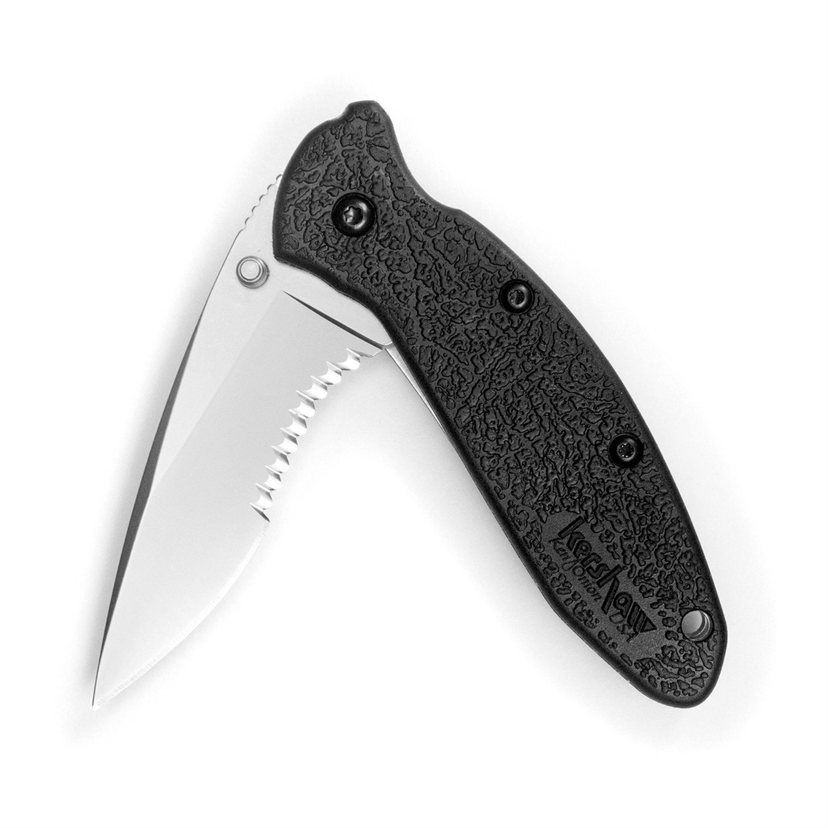 Kershaw Scallion-Serrated Assisted Open Inset Liner Lock Drop Point Blade EDC Folding Pocket Knife - Black