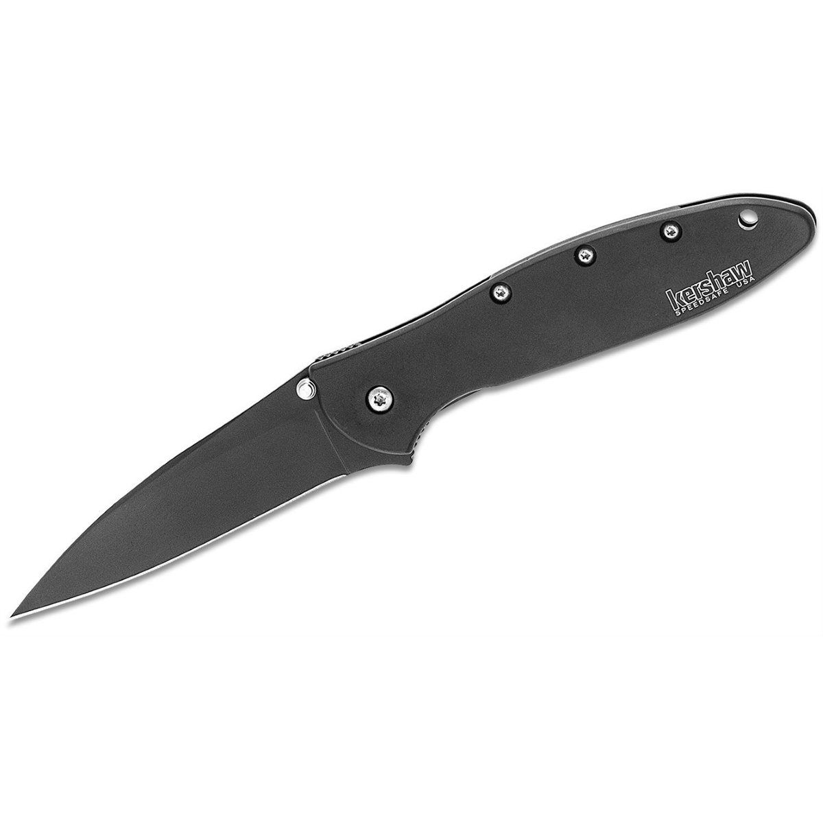 Kershaw Leek Assisted Open Frame Lock Drop Point Blade EDC Folding Pocket Knife - Black