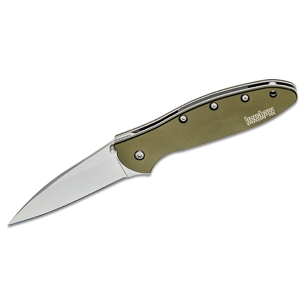 Kershaw Leek Assisted Open Liner Lock Drop Point Blade EDC Folding Pocket Knife - Olive
