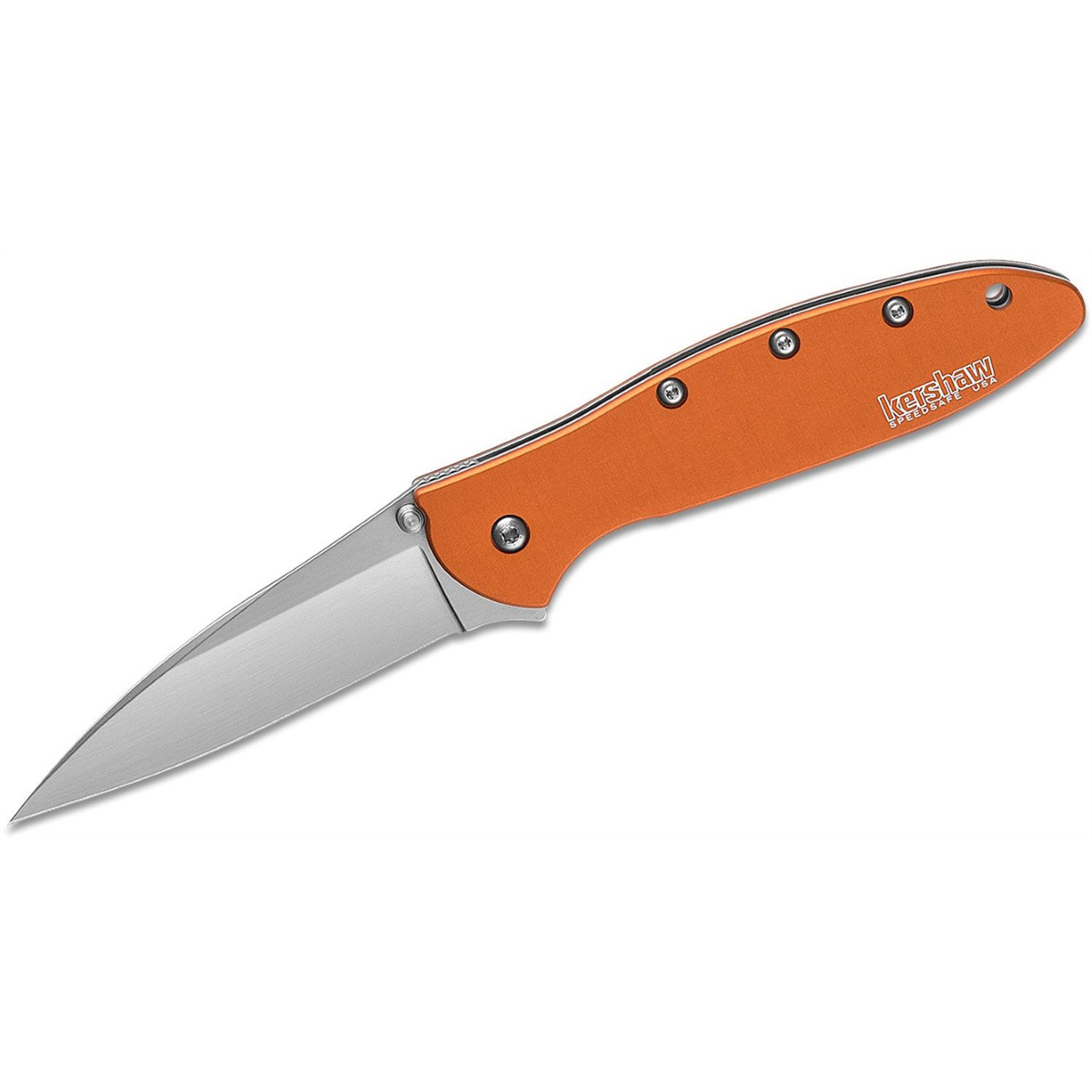 Kershaw Leek Assisted Open Liner Lock Drop Point Blade EDC Folding Pocket Knife - Color Orange