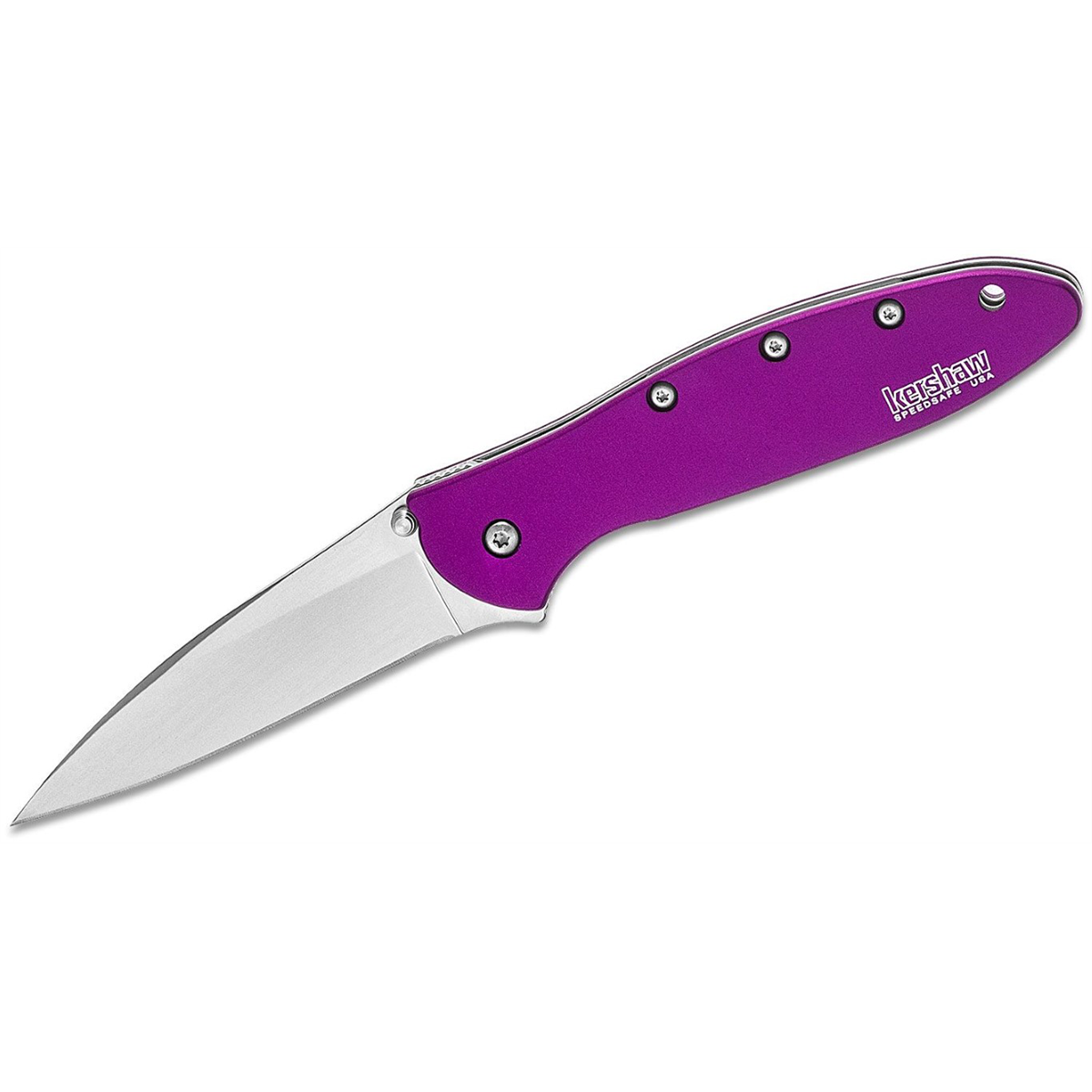 Kershaw Leek Assisted Open Liner Lock Drop Point Blade EDC Folding Pocket Knife - Purple