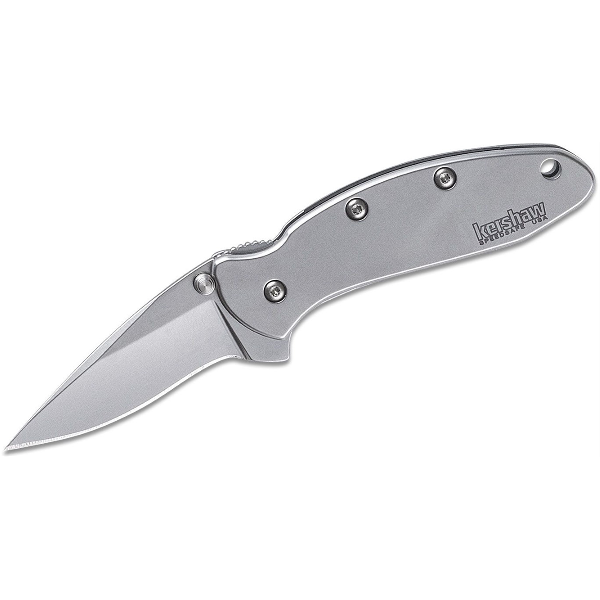 Kershaw Leek Assisted Open Frame Lock Drop Point Blade EDC Folding Pocket Knife - Silver