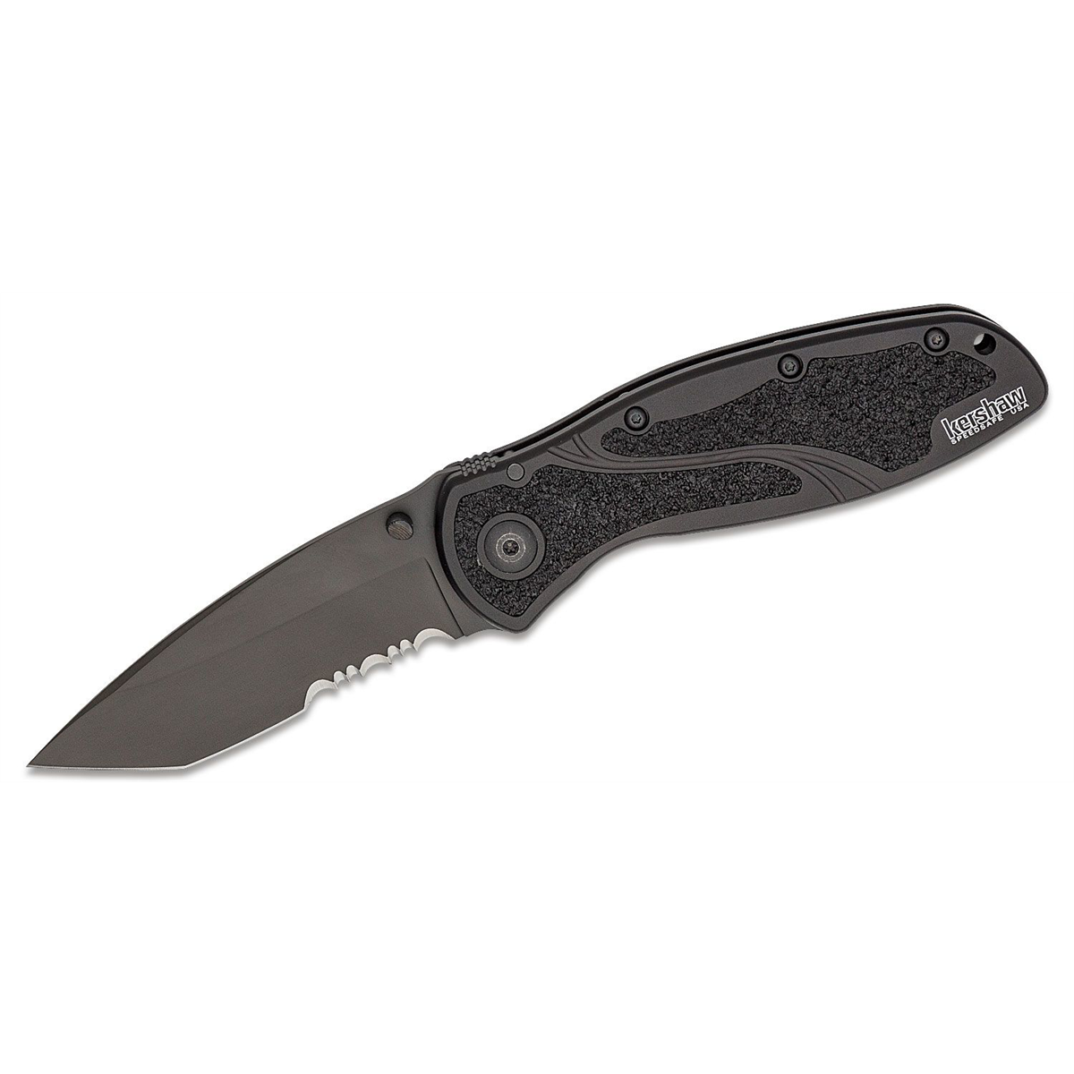 Kershaw Tanto Blur-Serrated Assisted Open Inset Liner Lock Tanto Blade EDC Folding Pocket Knife - Black
