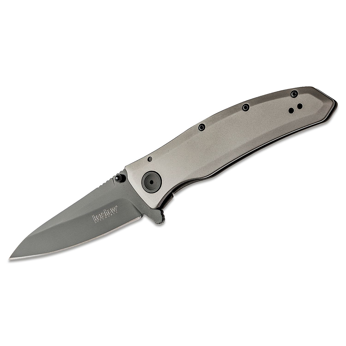Kershaw Grid Assisted Open Frame Lock Drop Point Blade EDC Folding Pocket Knife - Gray